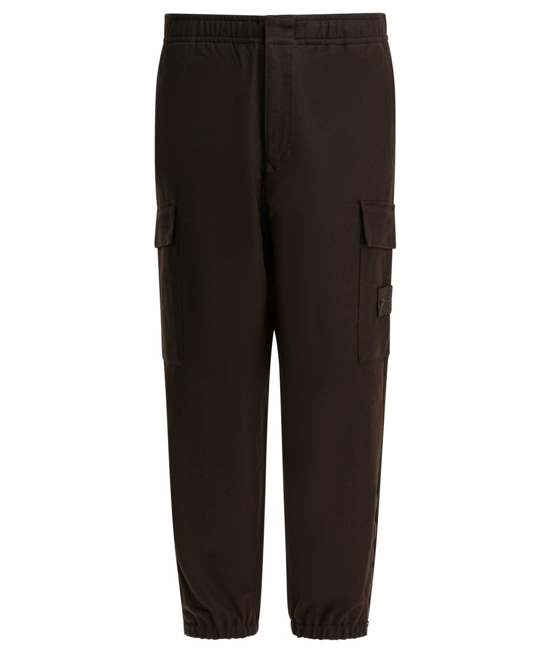 STONE ISLAND Коричневые шерстяные повседневные брюки, фото 1
