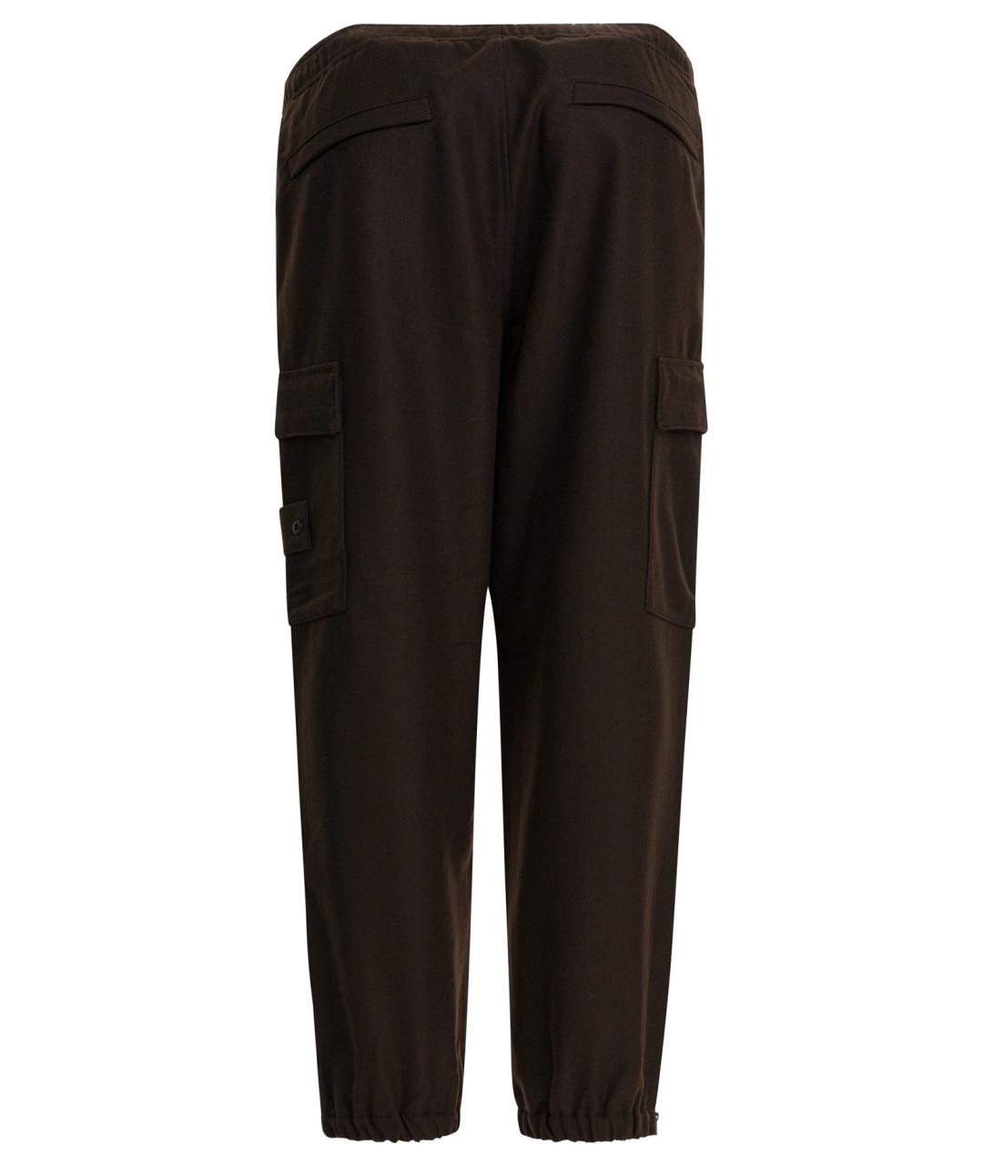 STONE ISLAND Коричневые шерстяные повседневные брюки, фото 2