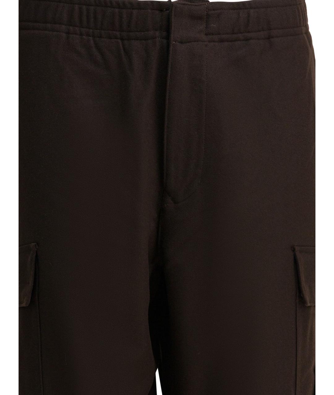 STONE ISLAND Коричневые шерстяные повседневные брюки, фото 3