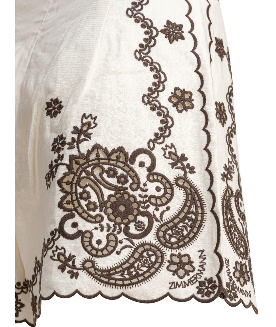 ZIMMERMANN Белые льняные шорты, фото 4