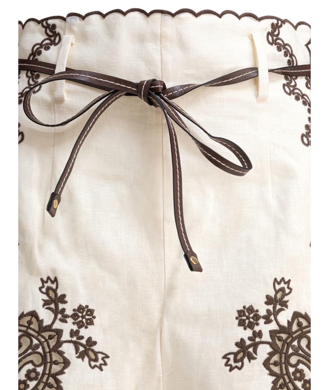 ZIMMERMANN Белые льняные шорты, фото 3