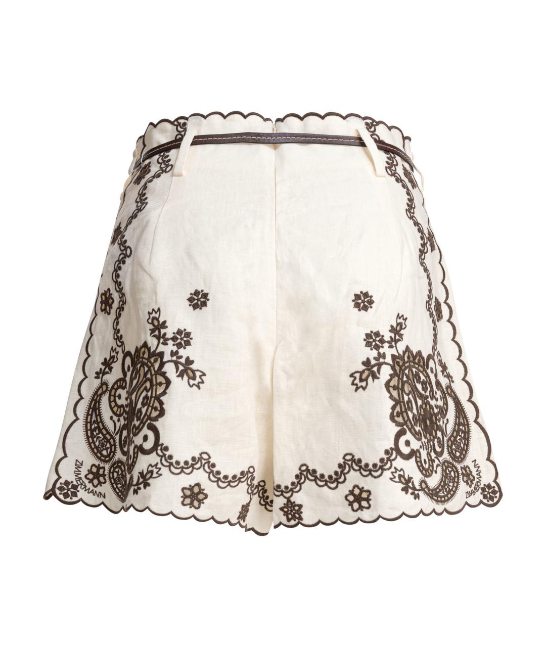ZIMMERMANN Белые льняные шорты, фото 2