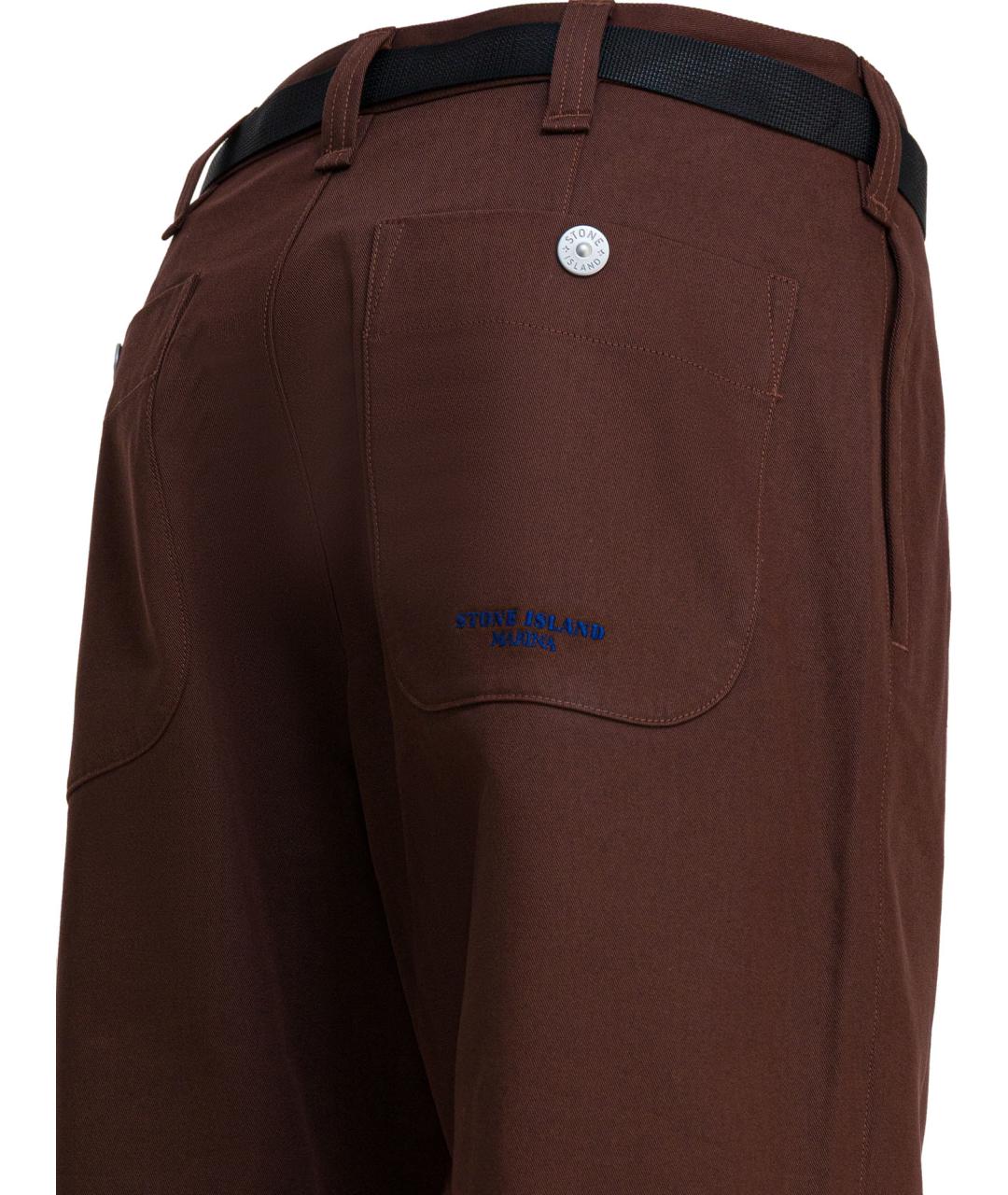 STONE ISLAND Бордовые хлопковые повседневные брюки, фото 4