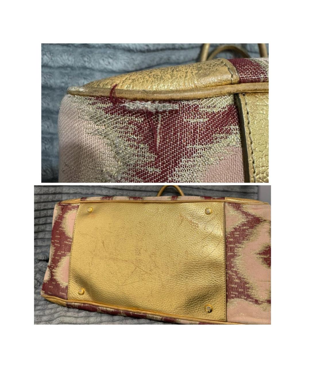 VIVIENNE WESTWOOD Золотая хлопковая сумка с короткими ручками, фото 5