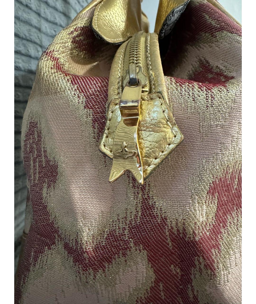 VIVIENNE WESTWOOD Золотая хлопковая сумка с короткими ручками, фото 3