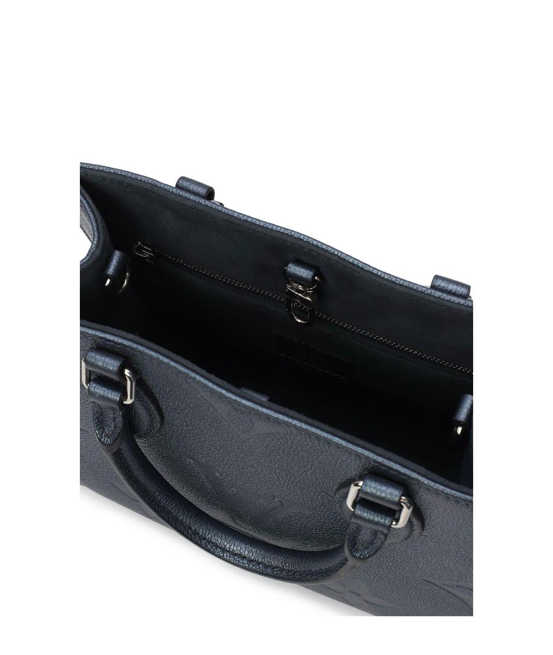 LOUIS VUITTON Темно-синяя кожаная сумка с короткими ручками, фото 4