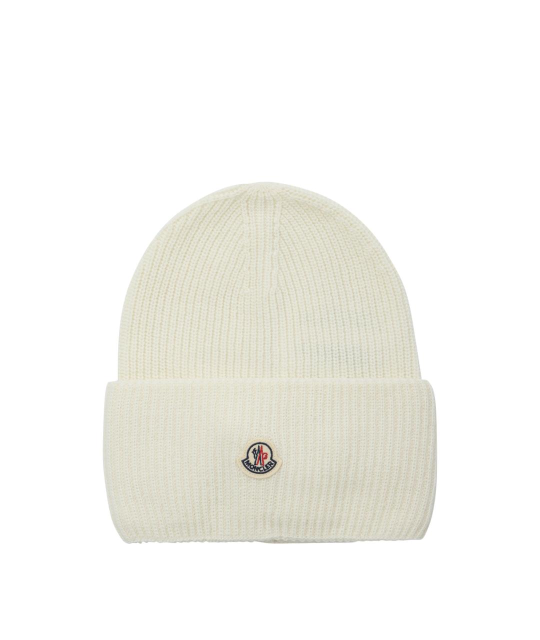 MONCLER Белая шерстяная шапка, фото 1