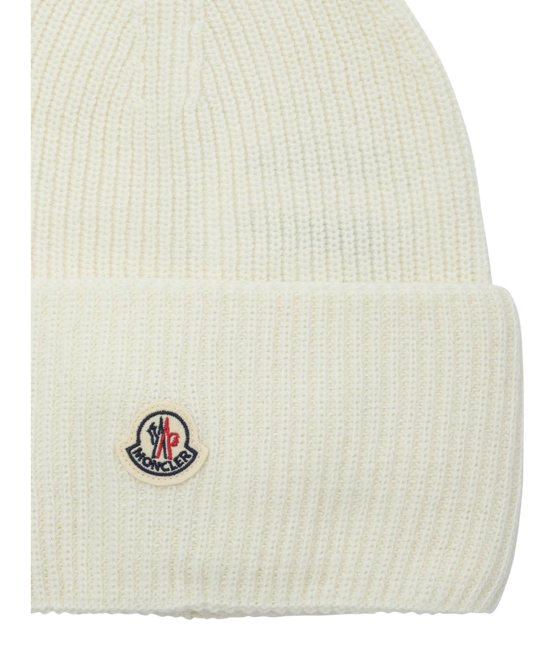 MONCLER Белая шерстяная шапка, фото 3