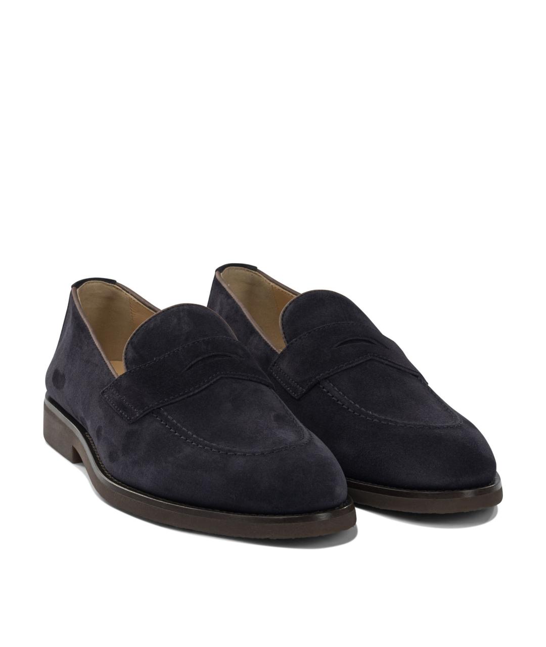 BRUNELLO CUCINELLI Синие замшевые лоферы, фото 2