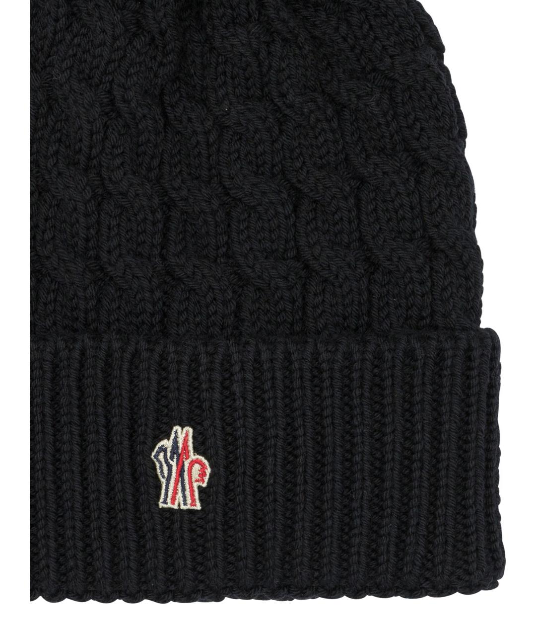 MONCLER GRENOBLE Черная шерстяная шапка, фото 3