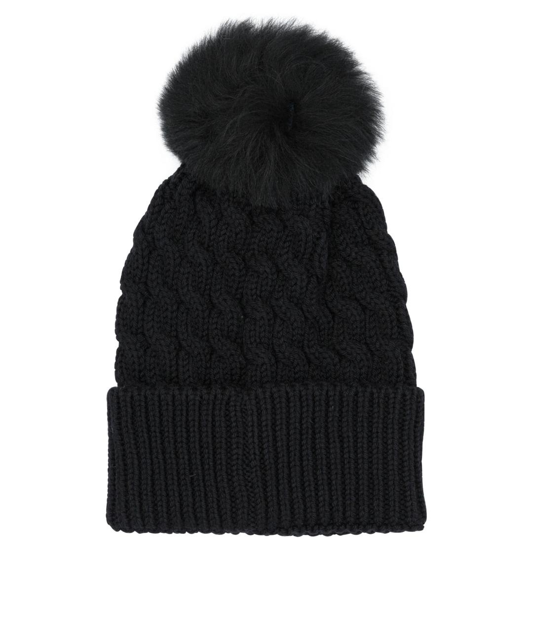 MONCLER GRENOBLE Черная шерстяная шапка, фото 2