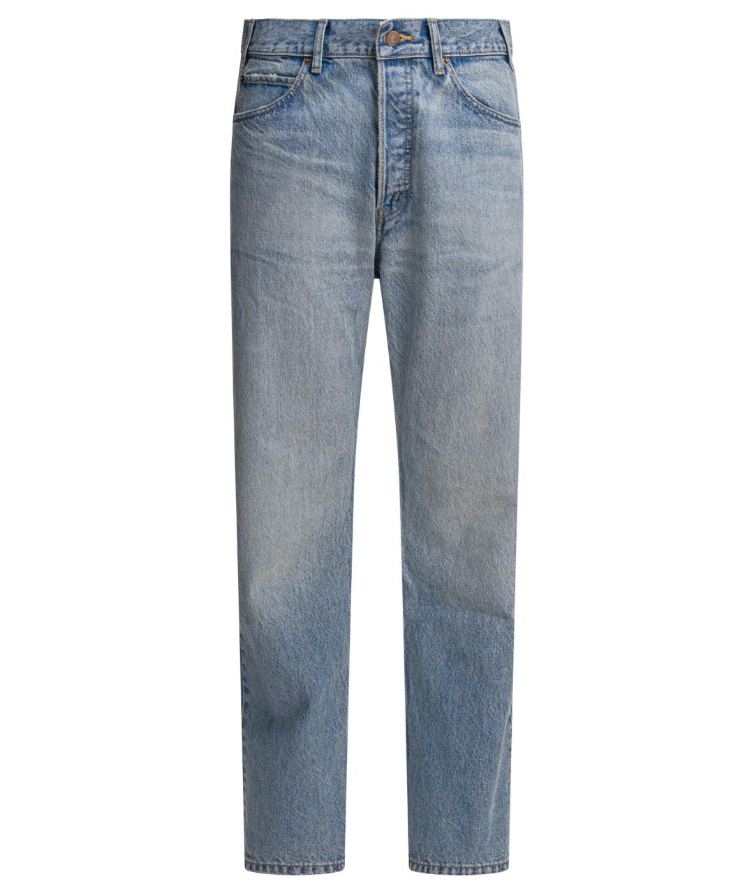 CELINE Голубые хлопковые прямые джинсы, фото 1
