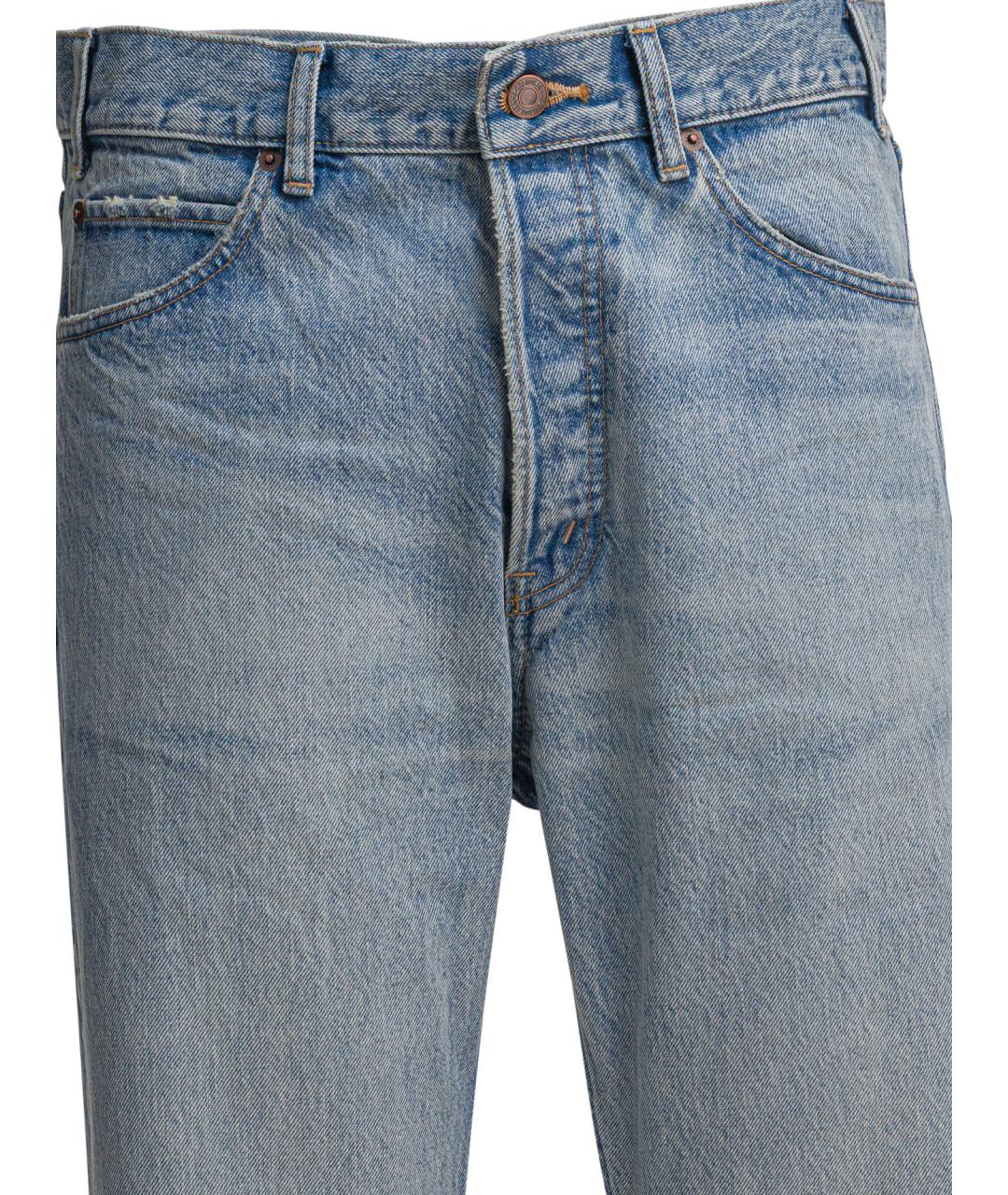 CELINE Голубые хлопковые прямые джинсы, фото 3