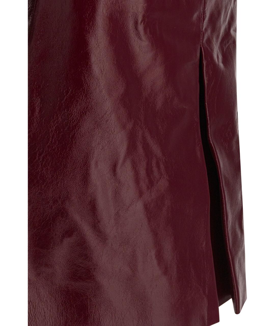 SELF-PORTRAIT Бордовая кожаная юбка мини, фото 4