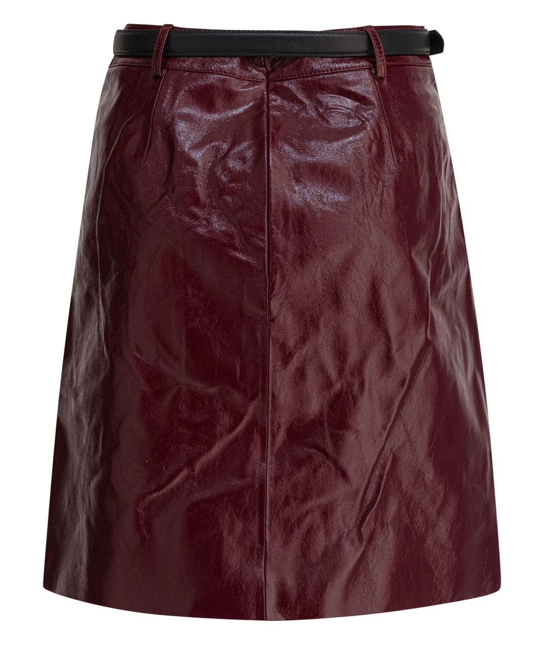 SELF-PORTRAIT Бордовая кожаная юбка мини, фото 2