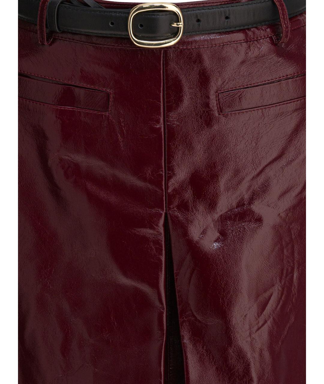 SELF-PORTRAIT Бордовая кожаная юбка мини, фото 3
