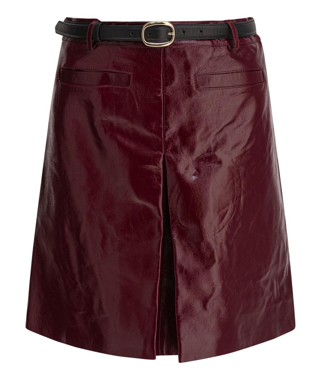 SELF-PORTRAIT Бордовая кожаная юбка мини, фото 1