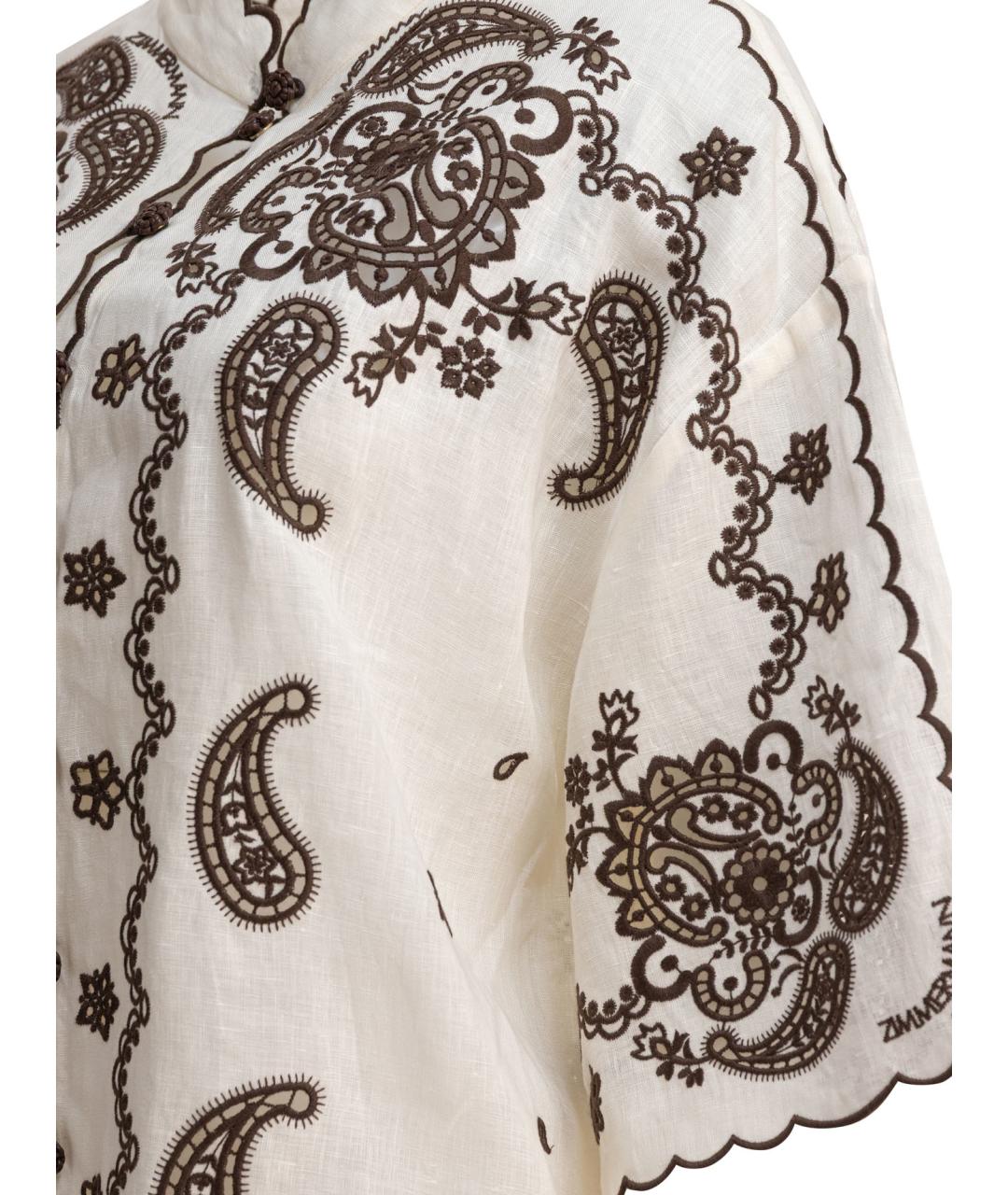 ZIMMERMANN Бежевая льняная рубашка, фото 4