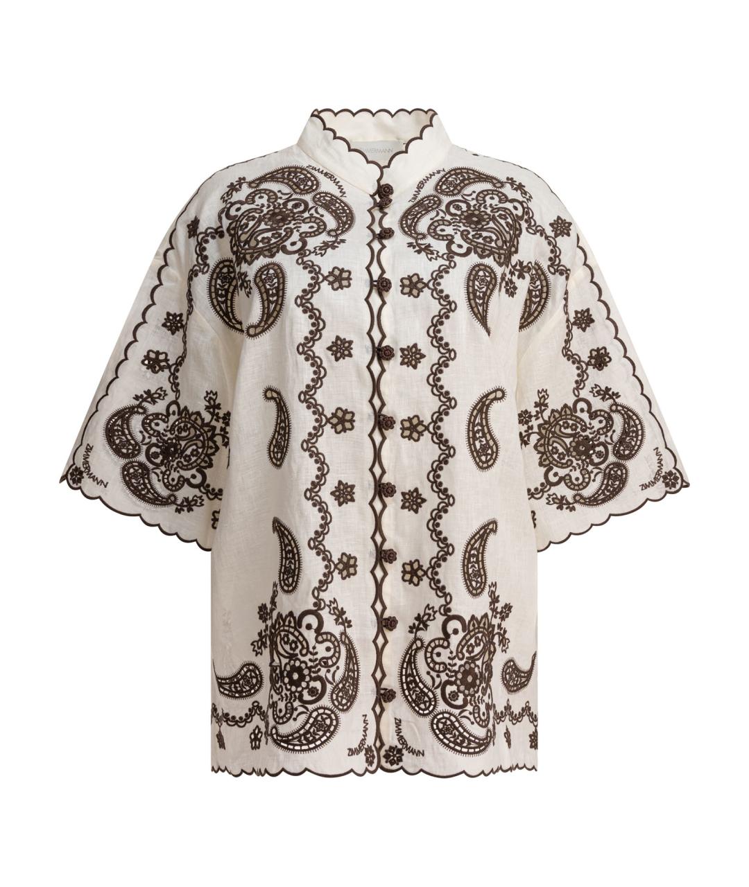 ZIMMERMANN Бежевая льняная рубашка, фото 1