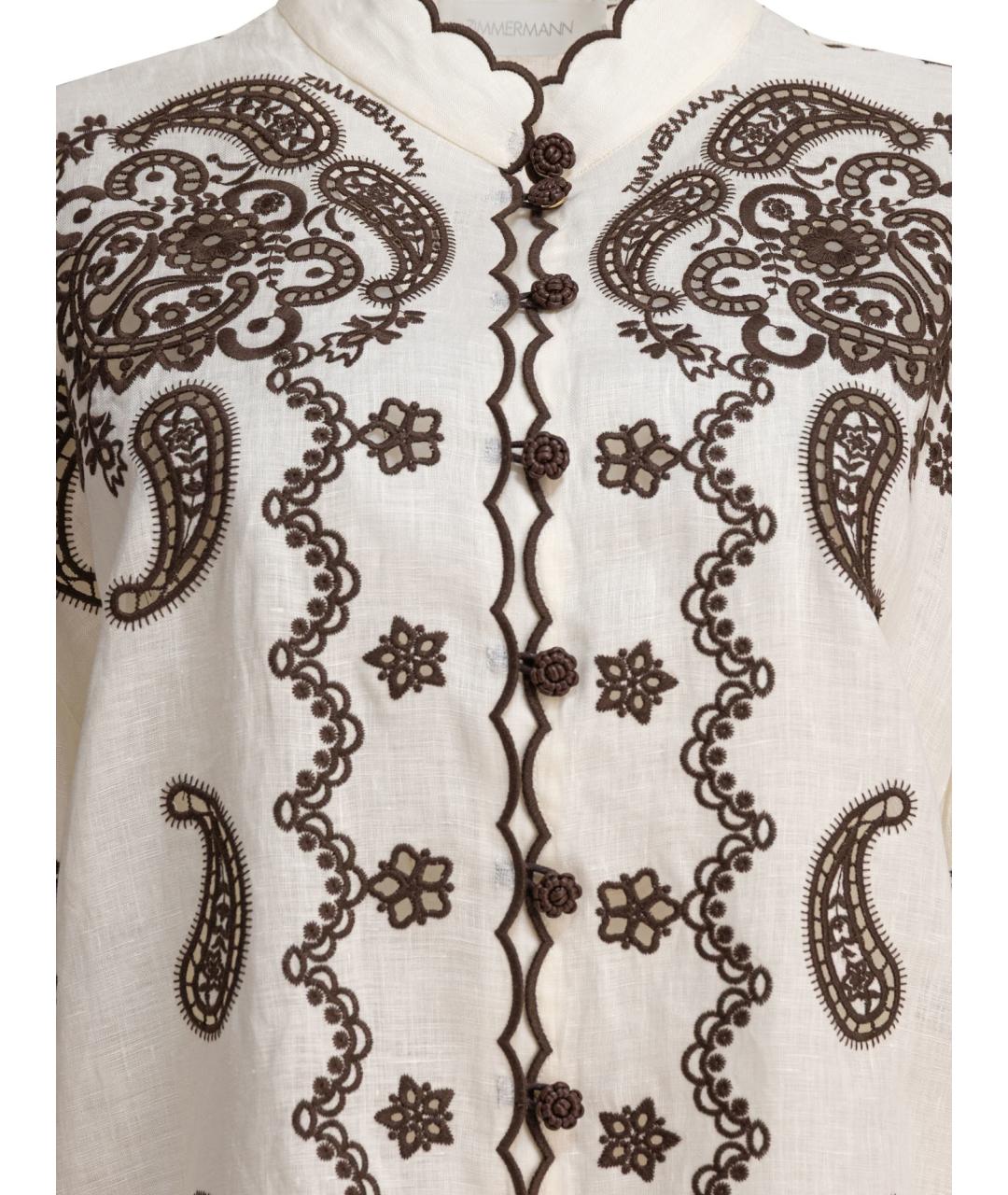 ZIMMERMANN Бежевая льняная рубашка, фото 3