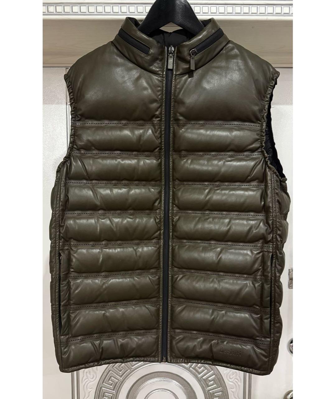 BERLUTI Хаки кожаный жилет, фото 7