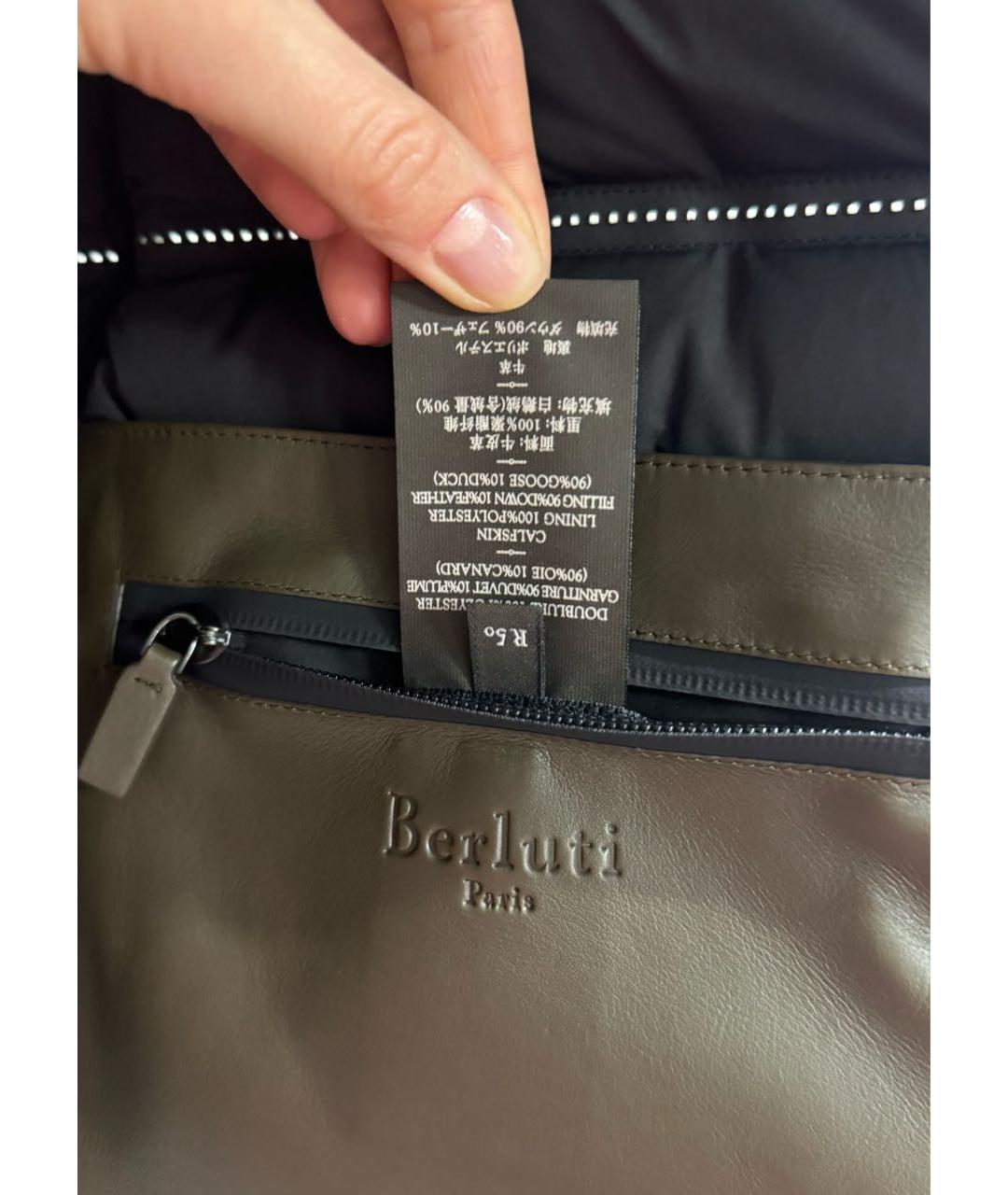 BERLUTI Хаки кожаный жилет, фото 3