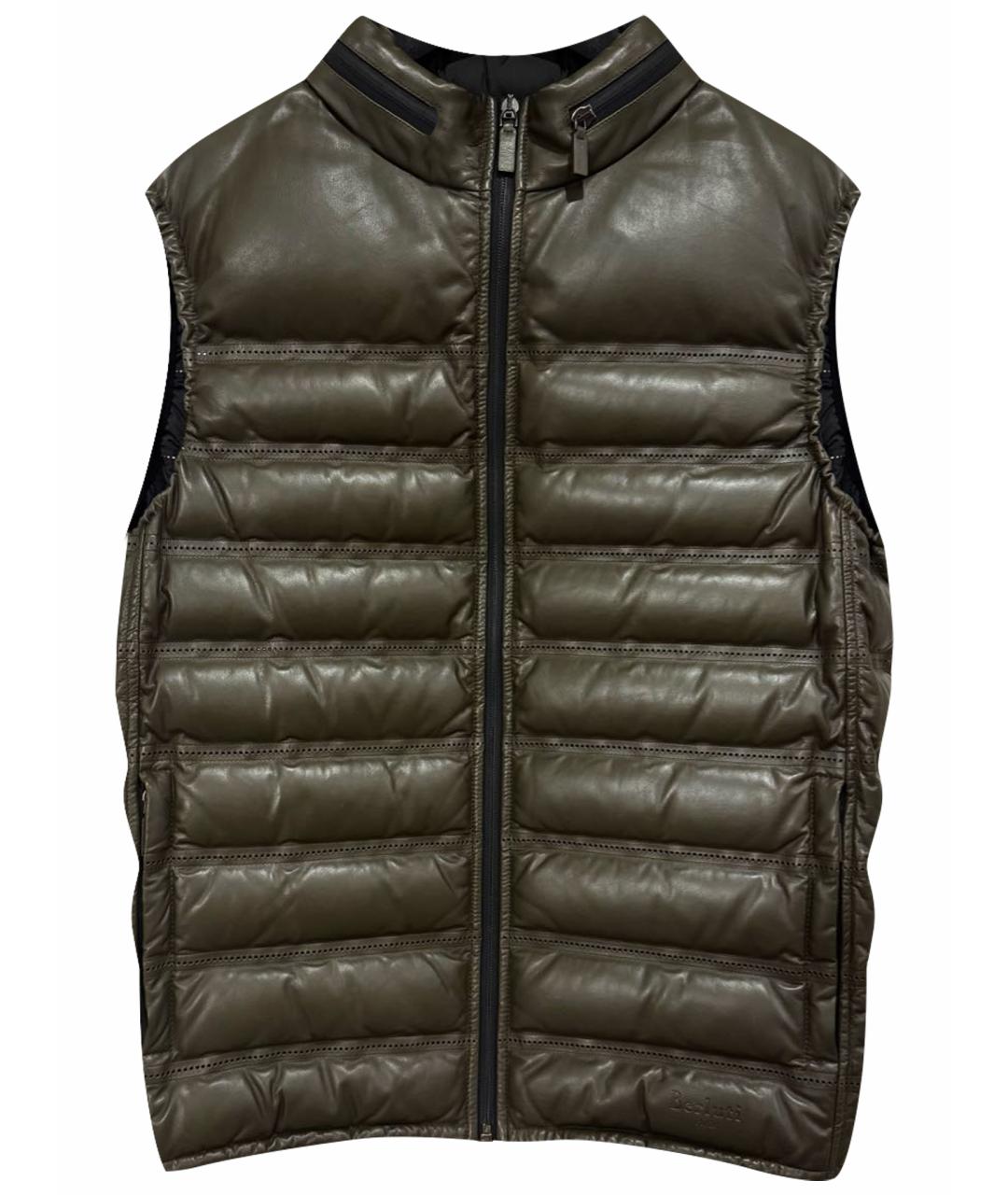 BERLUTI Хаки кожаный жилет, фото 1