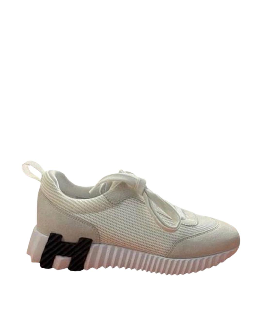 HERMES Белые замшевые кроссовки, фото 1