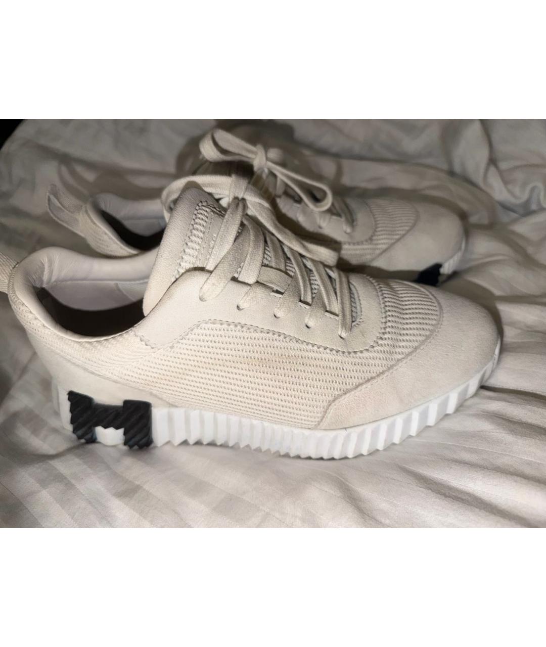 HERMES Белые замшевые кроссовки, фото 3