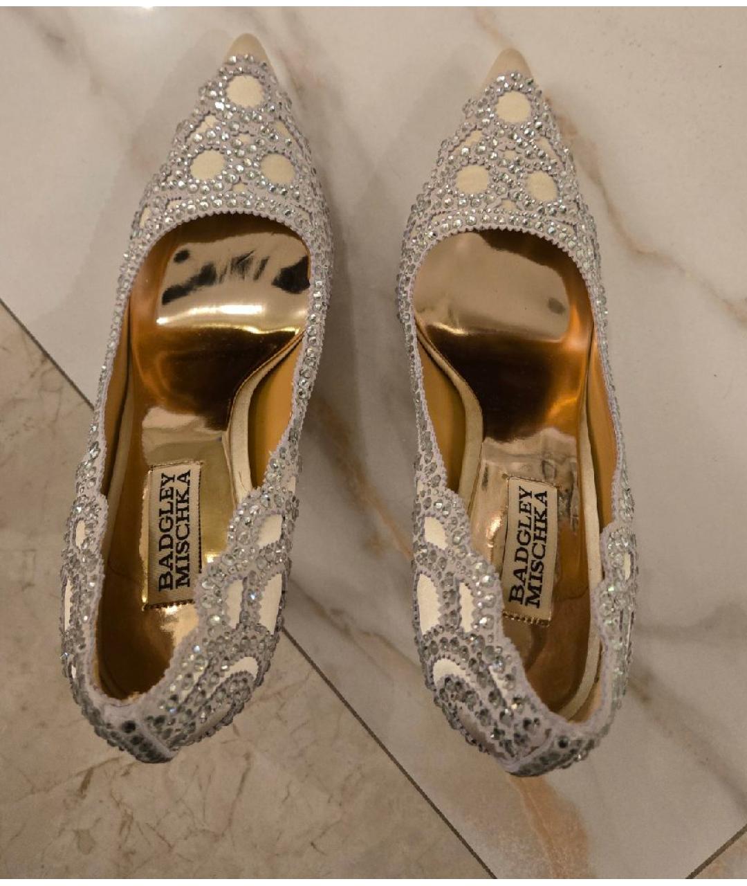 BADGLEY MISCHKA Бежевые текстильные туфли, фото 3