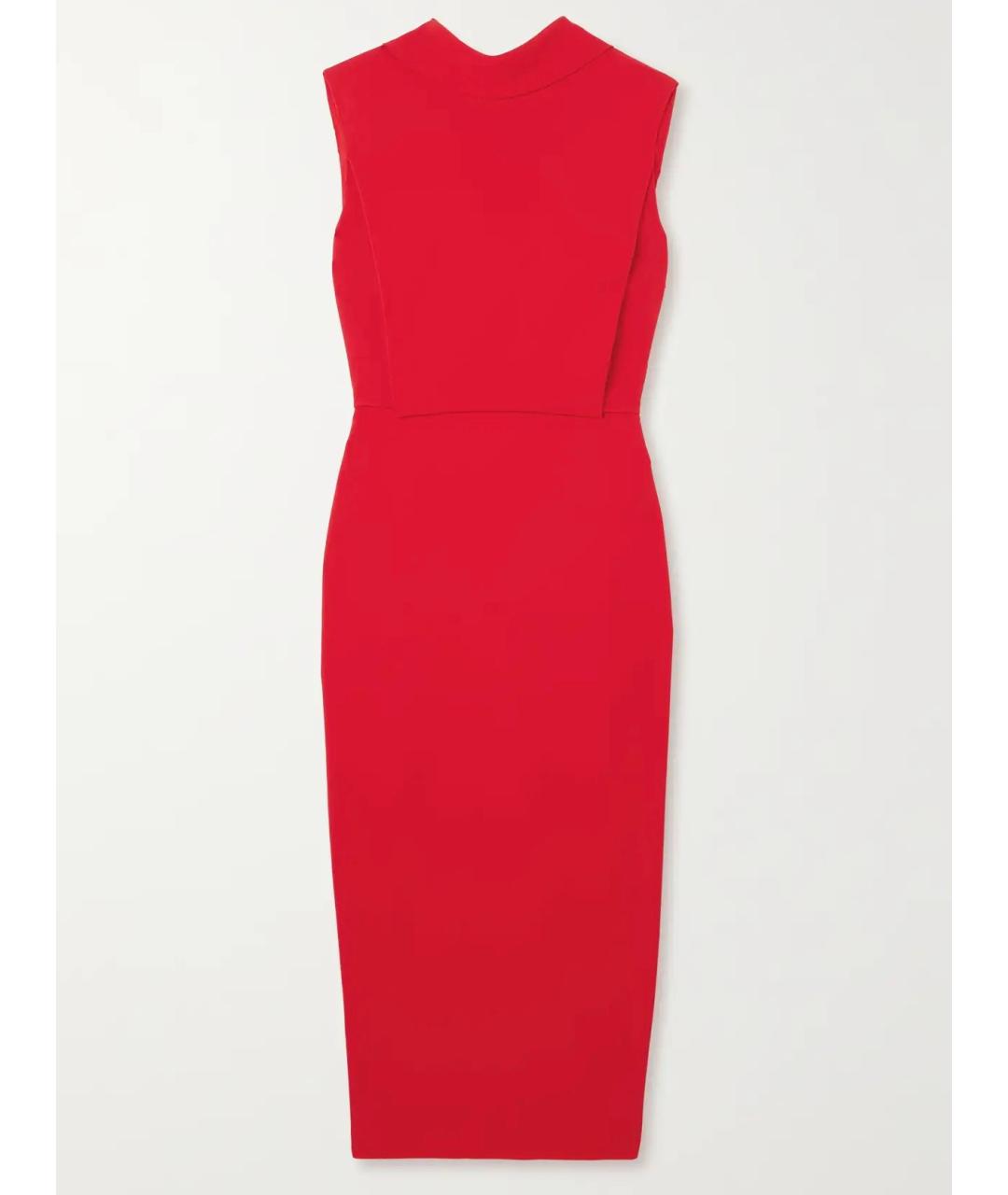 ROLAND MOURET Красное шерстяное коктейльное платье, фото 4