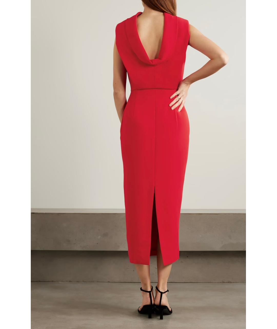 ROLAND MOURET Красное шерстяное коктейльное платье, фото 3