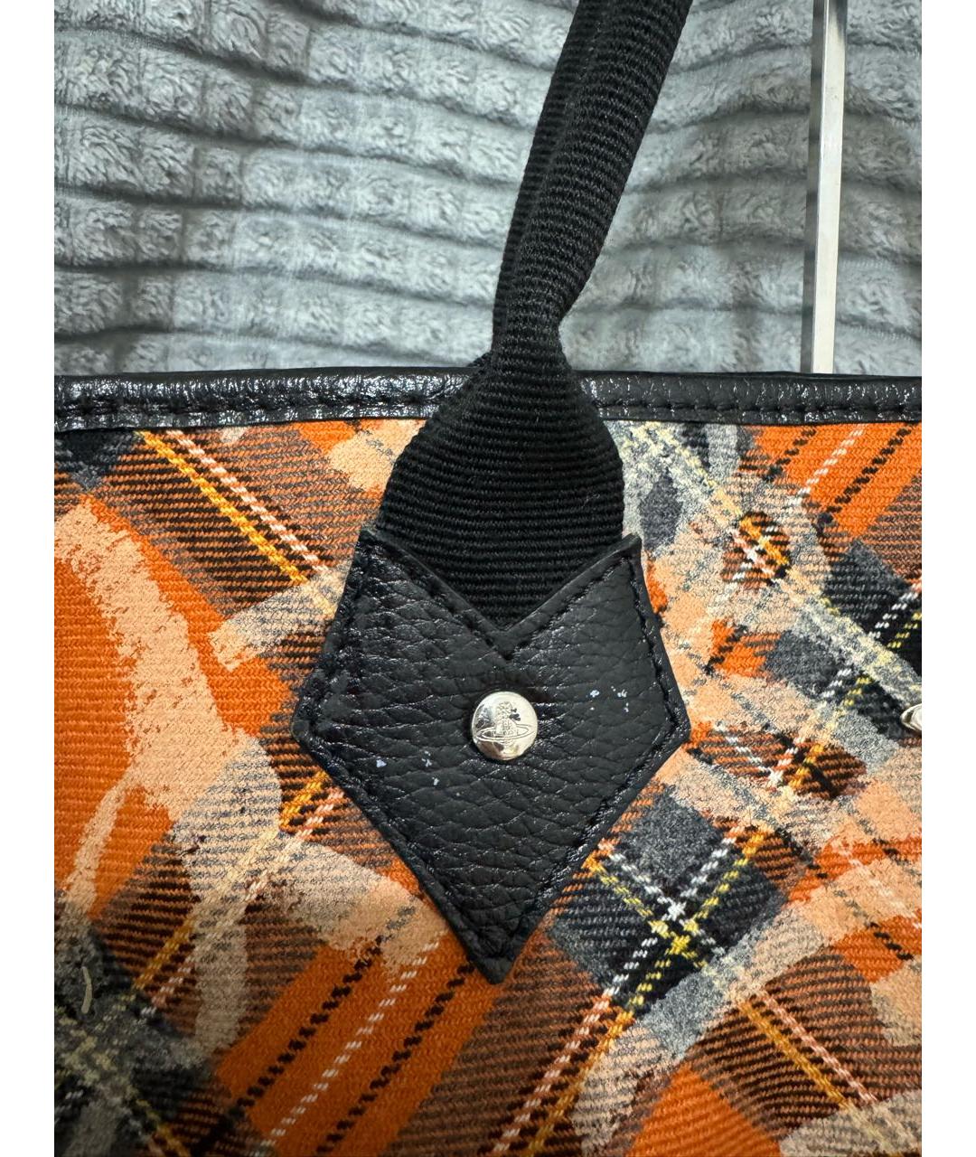 VIVIENNE WESTWOOD Оранжевая хлопковая сумка с короткими ручками, фото 6