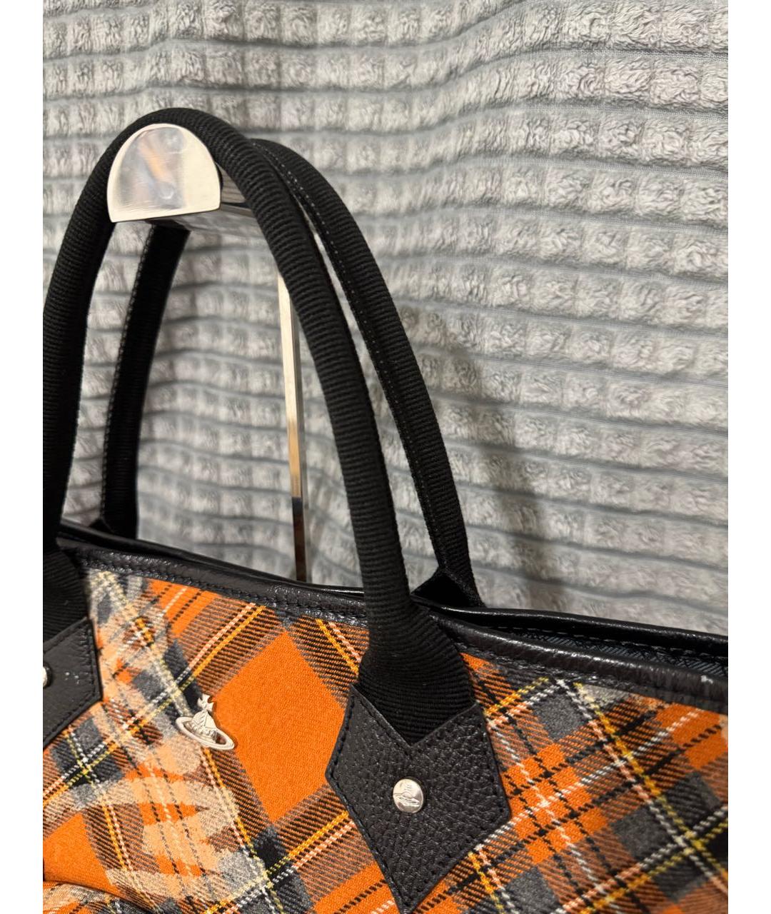 VIVIENNE WESTWOOD Оранжевая хлопковая сумка с короткими ручками, фото 8