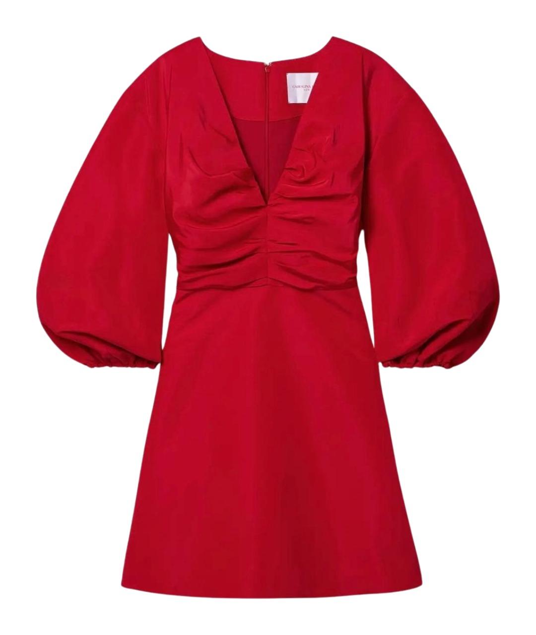 CAROLINA HERRERA Красное шерстяное коктейльное платье, фото 1