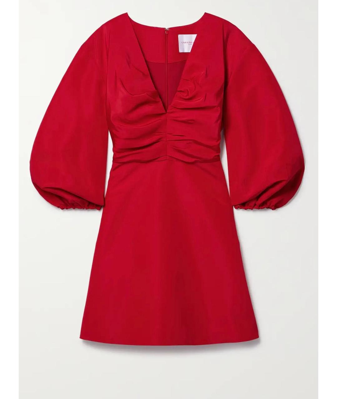 CAROLINA HERRERA Красное шерстяное коктейльное платье, фото 4