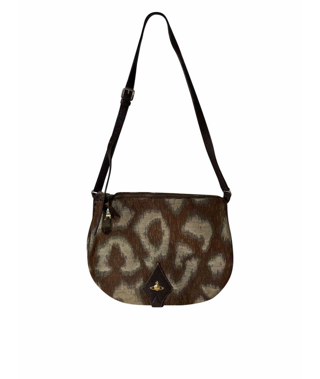 VIVIENNE WESTWOOD Коричневая хлопковая сумка через плечо, фото 1