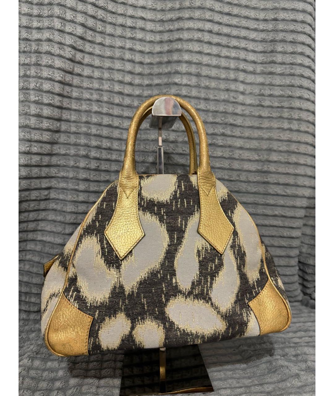 VIVIENNE WESTWOOD Золотая хлопковая сумка с короткими ручками, фото 2