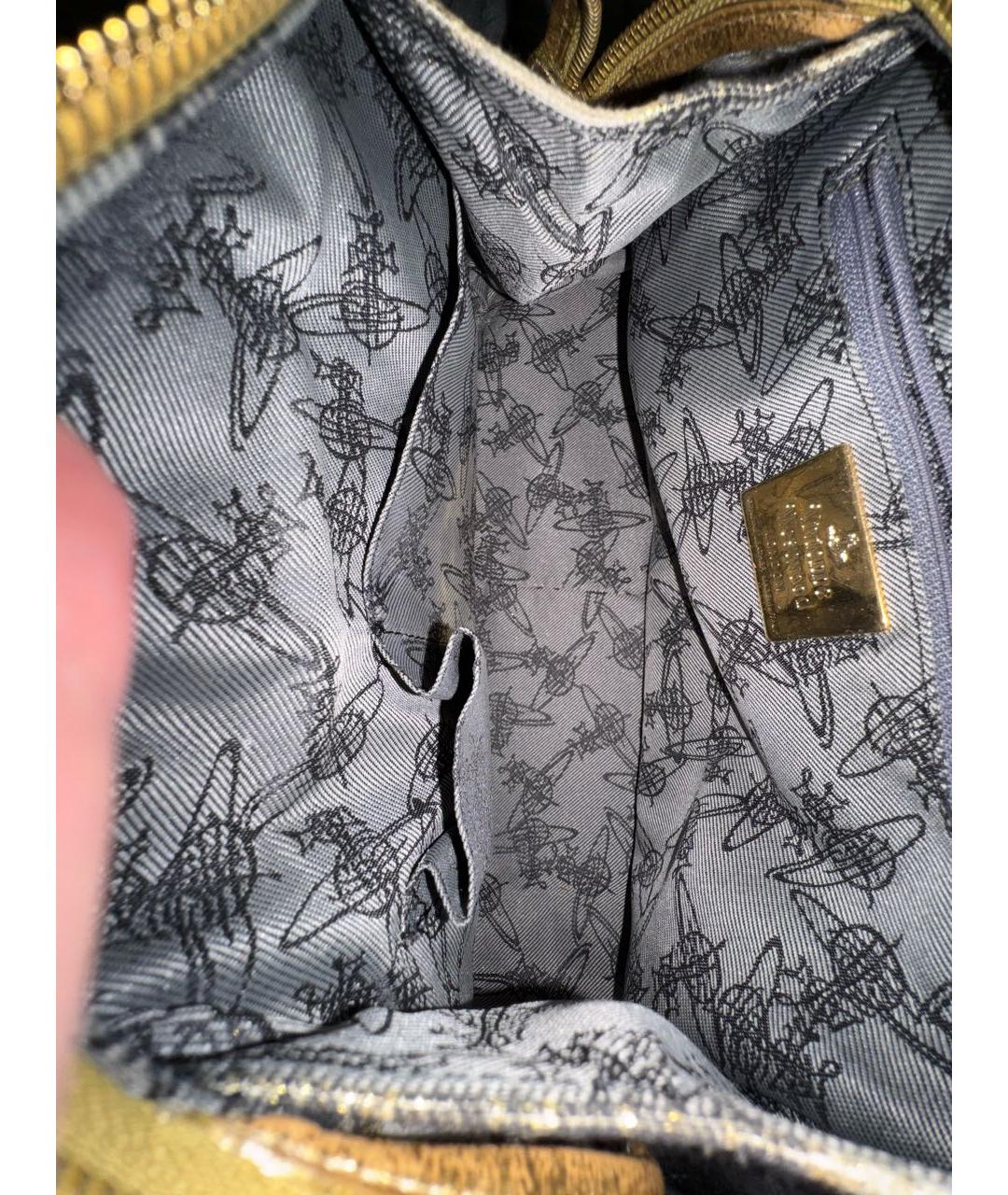 VIVIENNE WESTWOOD Золотая хлопковая сумка с короткими ручками, фото 4
