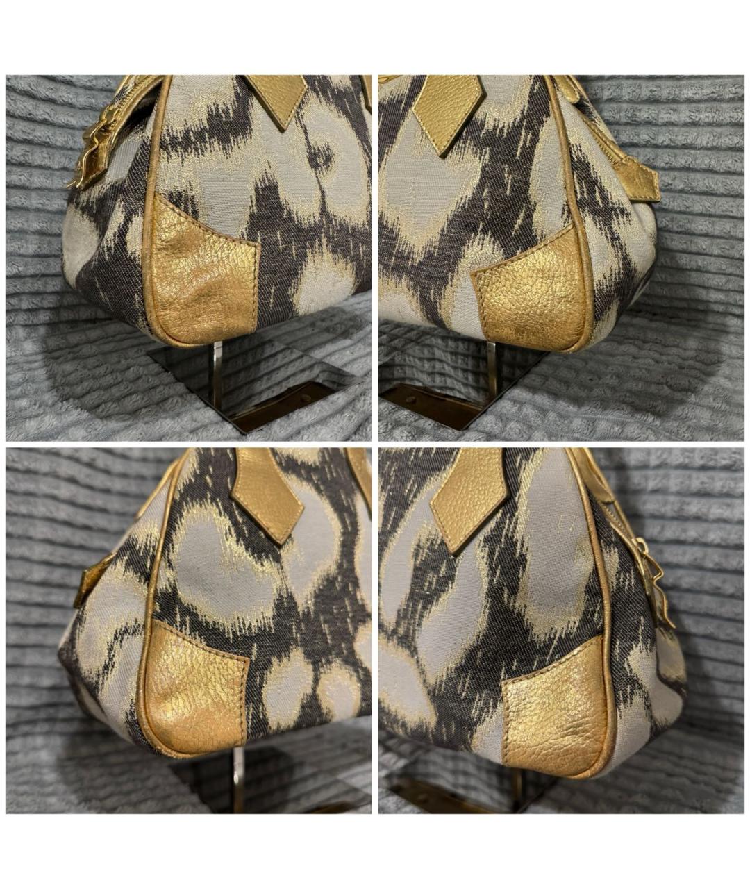 VIVIENNE WESTWOOD Золотая хлопковая сумка с короткими ручками, фото 5