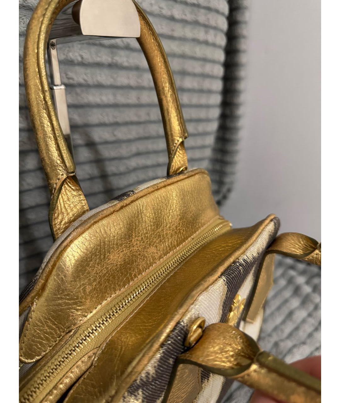VIVIENNE WESTWOOD Золотая хлопковая сумка с короткими ручками, фото 6