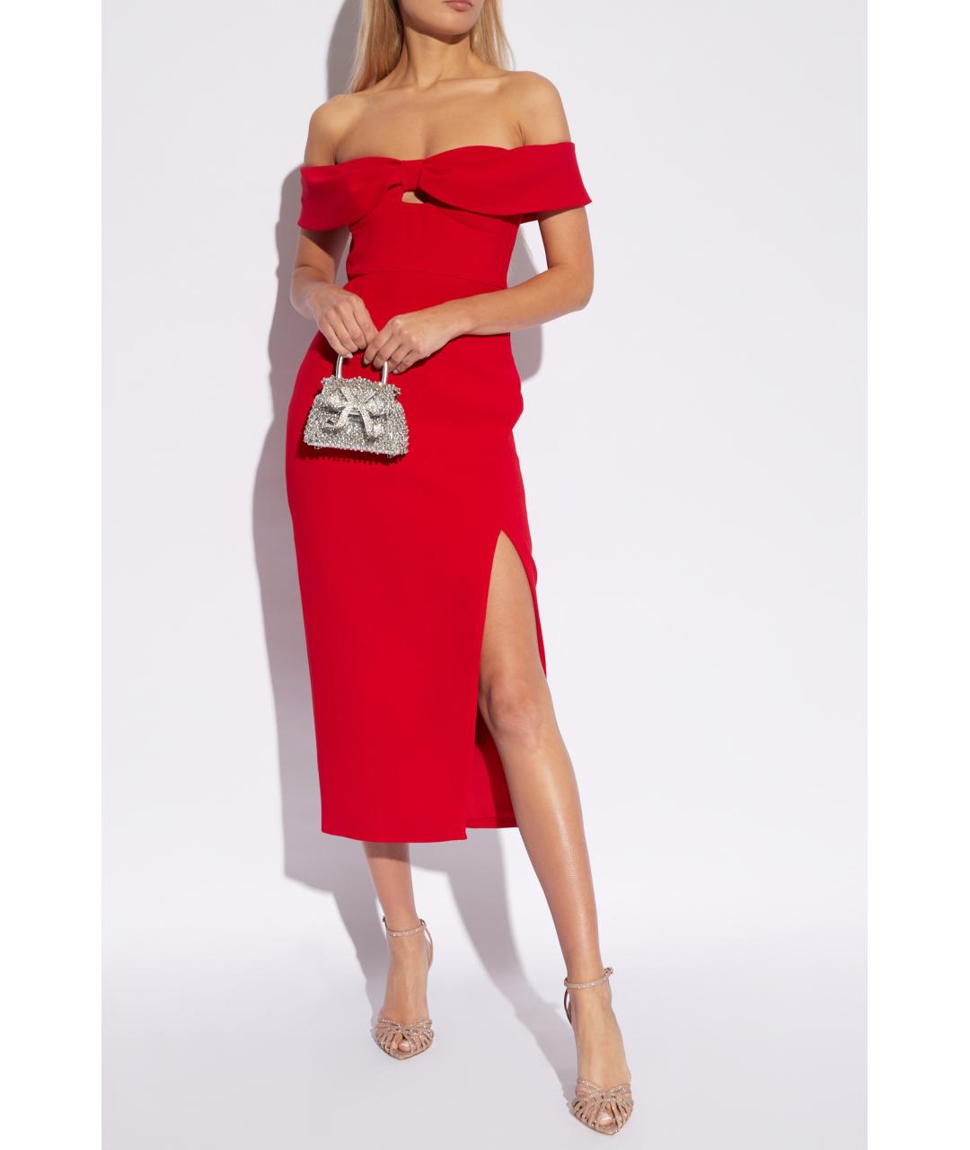 SELF-PORTRAIT Красное шерстяное коктейльное платье, фото 3