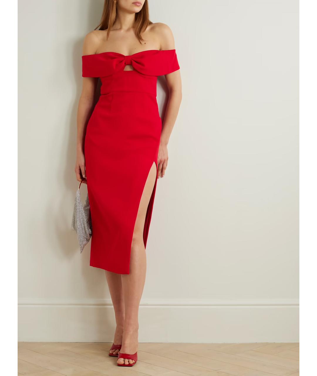 SELF-PORTRAIT Красное шерстяное коктейльное платье, фото 4