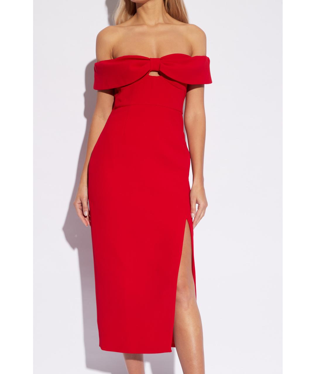 SELF-PORTRAIT Красное шерстяное коктейльное платье, фото 2