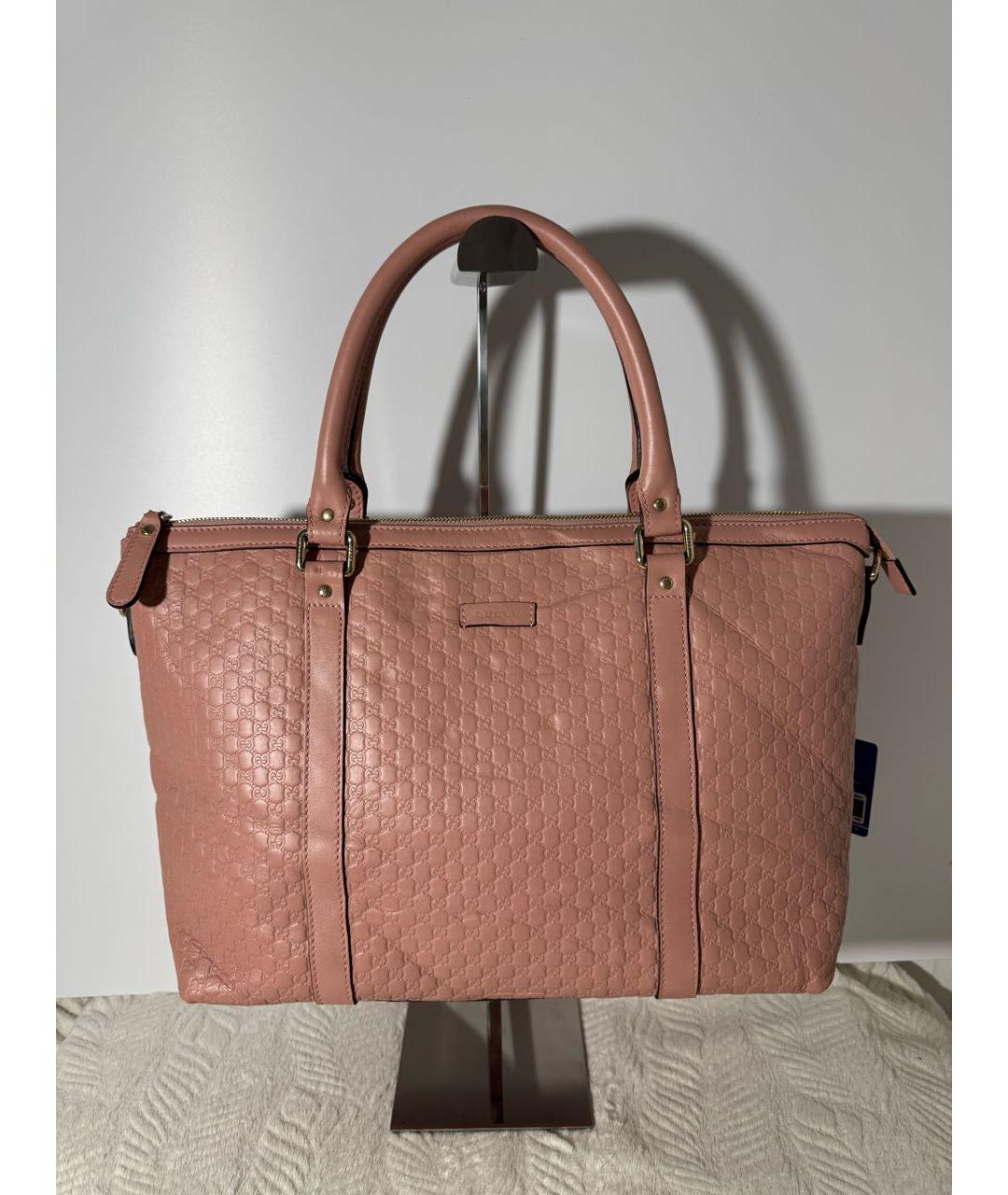 GUCCI Розовая кожаная сумка с короткими ручками, фото 8