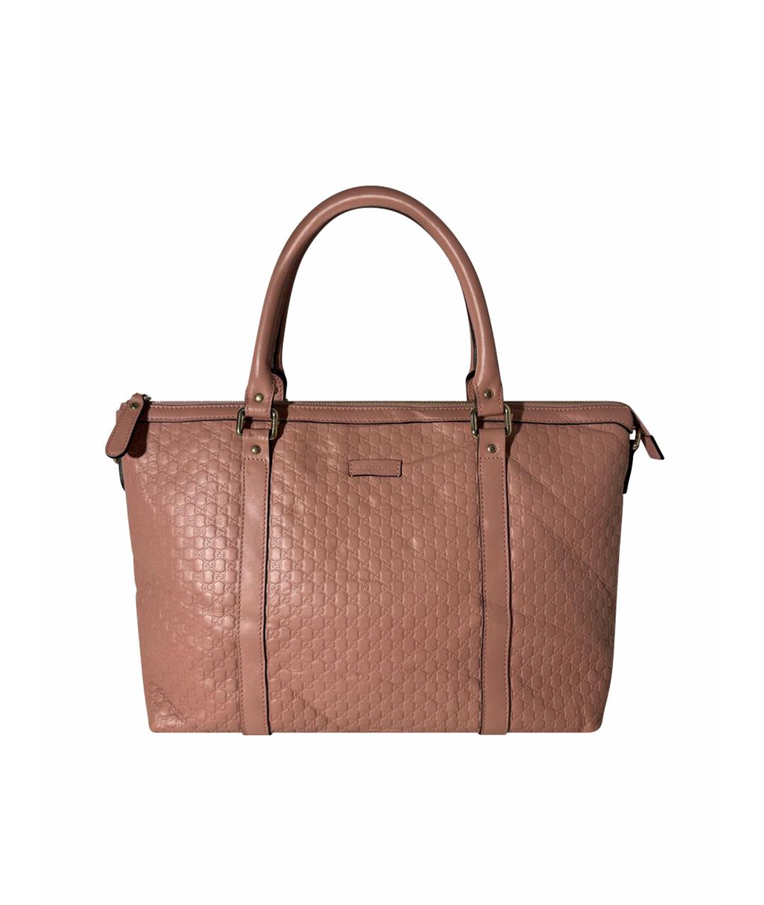 GUCCI Розовая кожаная сумка с короткими ручками, фото 1