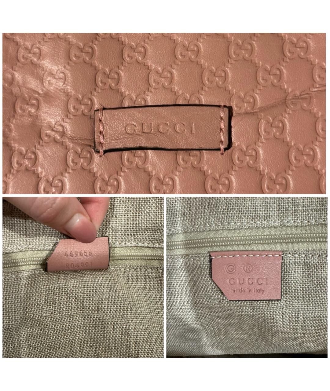 GUCCI Розовая кожаная сумка с короткими ручками, фото 7
