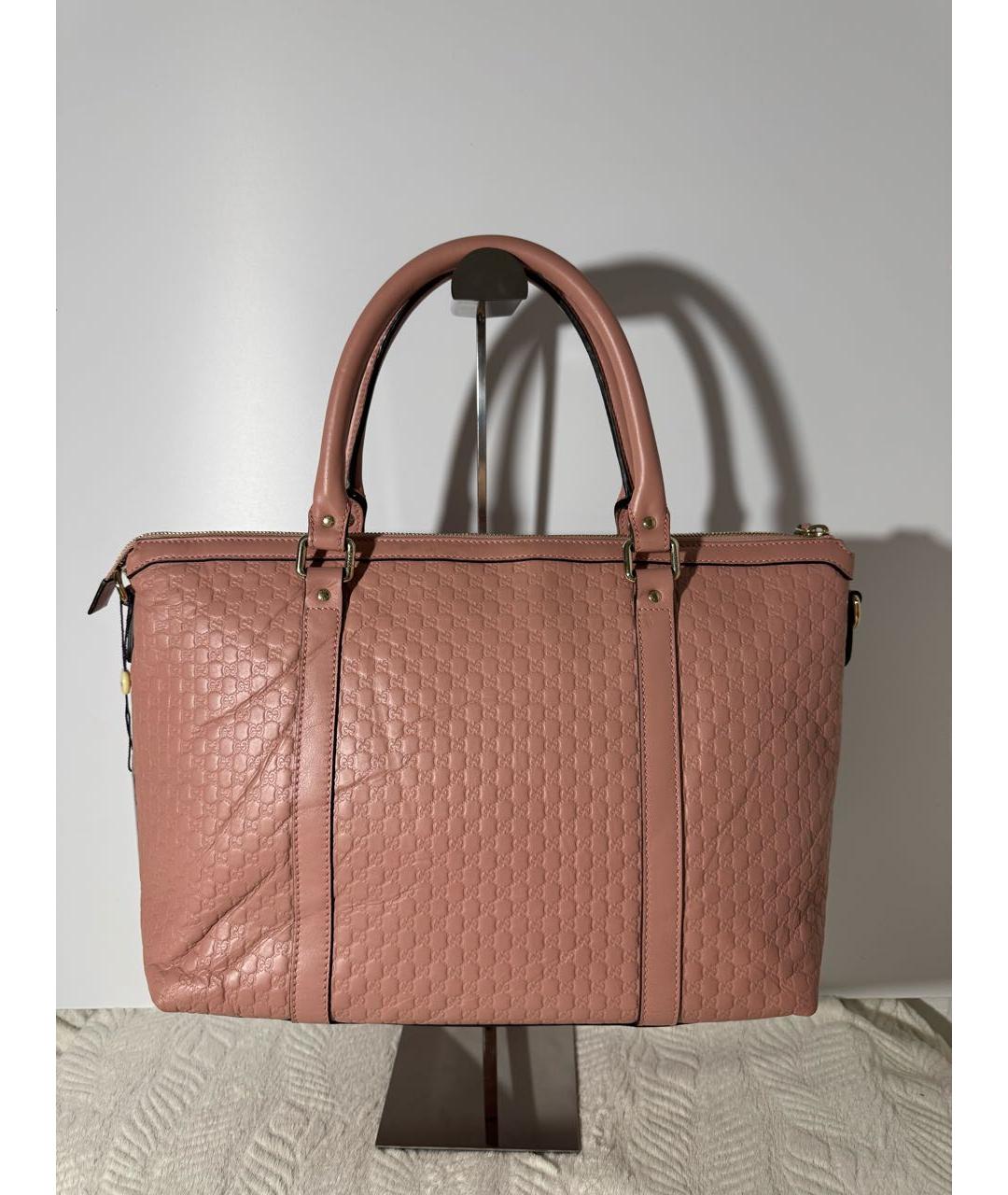 GUCCI Розовая кожаная сумка с короткими ручками, фото 2