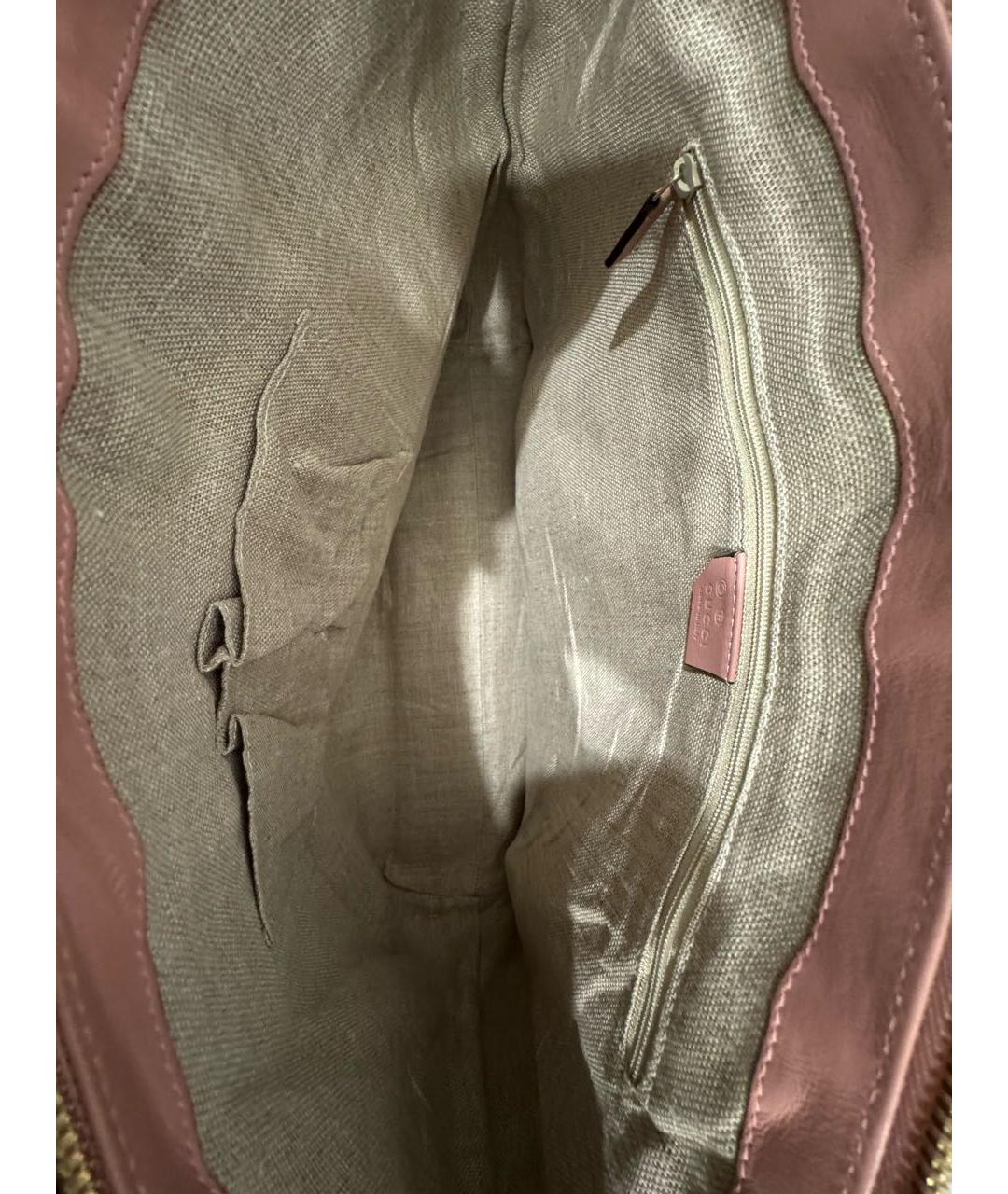 GUCCI Розовая кожаная сумка с короткими ручками, фото 4