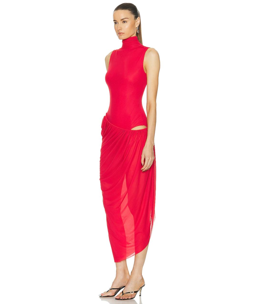 CHRISTOPHER ESBER Красное шерстяное коктейльное платье, фото 7